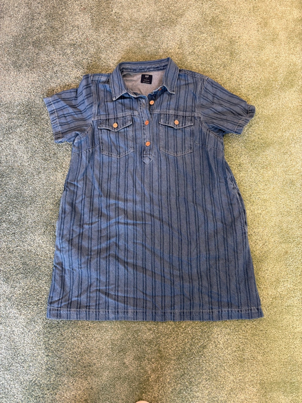 GAP Navy-Blue Stripe Polo Mini Dress